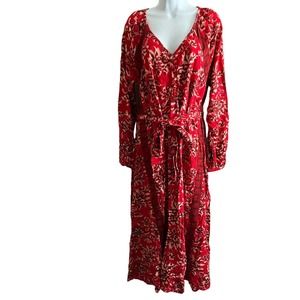 New Knox Rose Lively Red Long Sleeve Dress Small